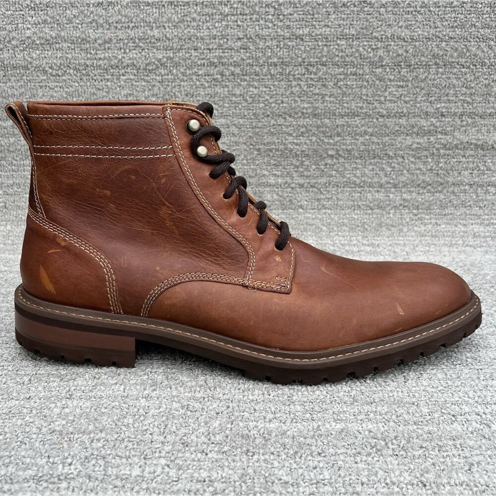 JOHNSTON & MURPHY Barrett Water Resistant Brown Leather Boots Men's Size 11 US